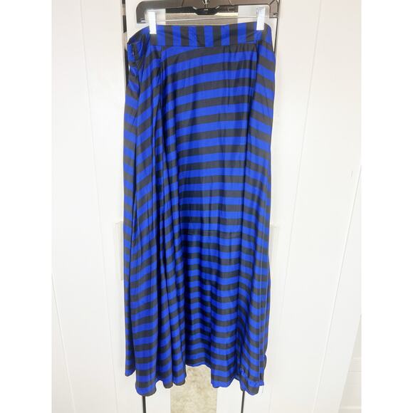 Gracia Black White Striped High Waist A-Line Flare Maxi Skirt XL - Picture 1 of 6